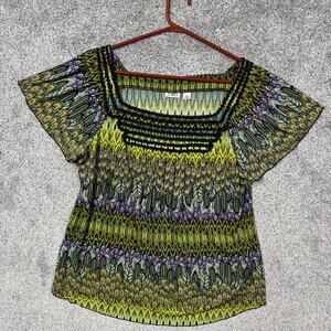 Cato Top XL Forest Fairy Peacock Boho Peasant Festival Retro Y2K Hippie Chic